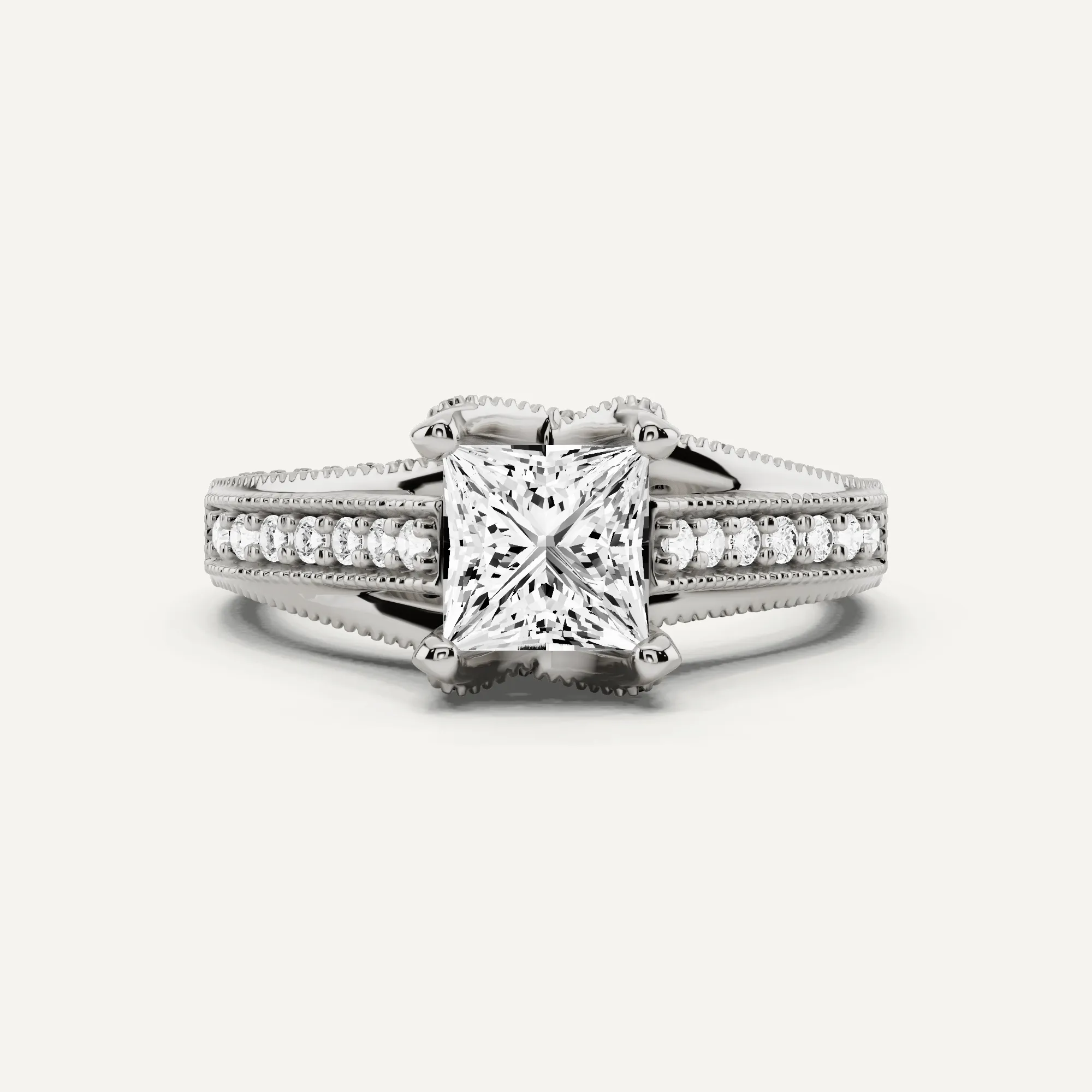 1 1/3 ctw Princess Diamond Luxe Side Stone Engagement Ring