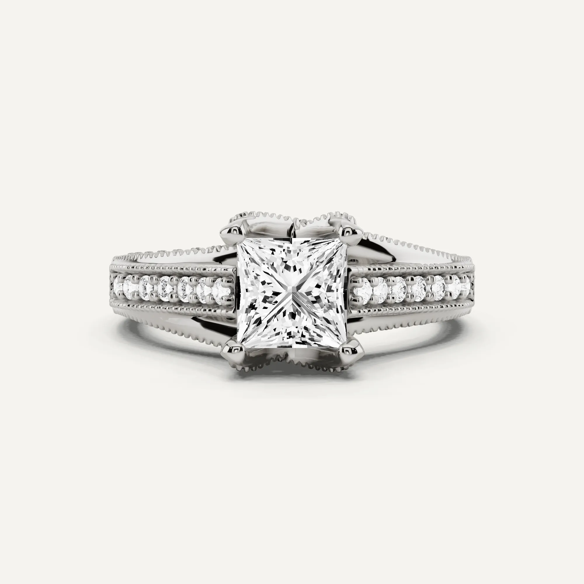 1 1/3 ctw Princess Diamond Luxe Side Stone Engagement Ring