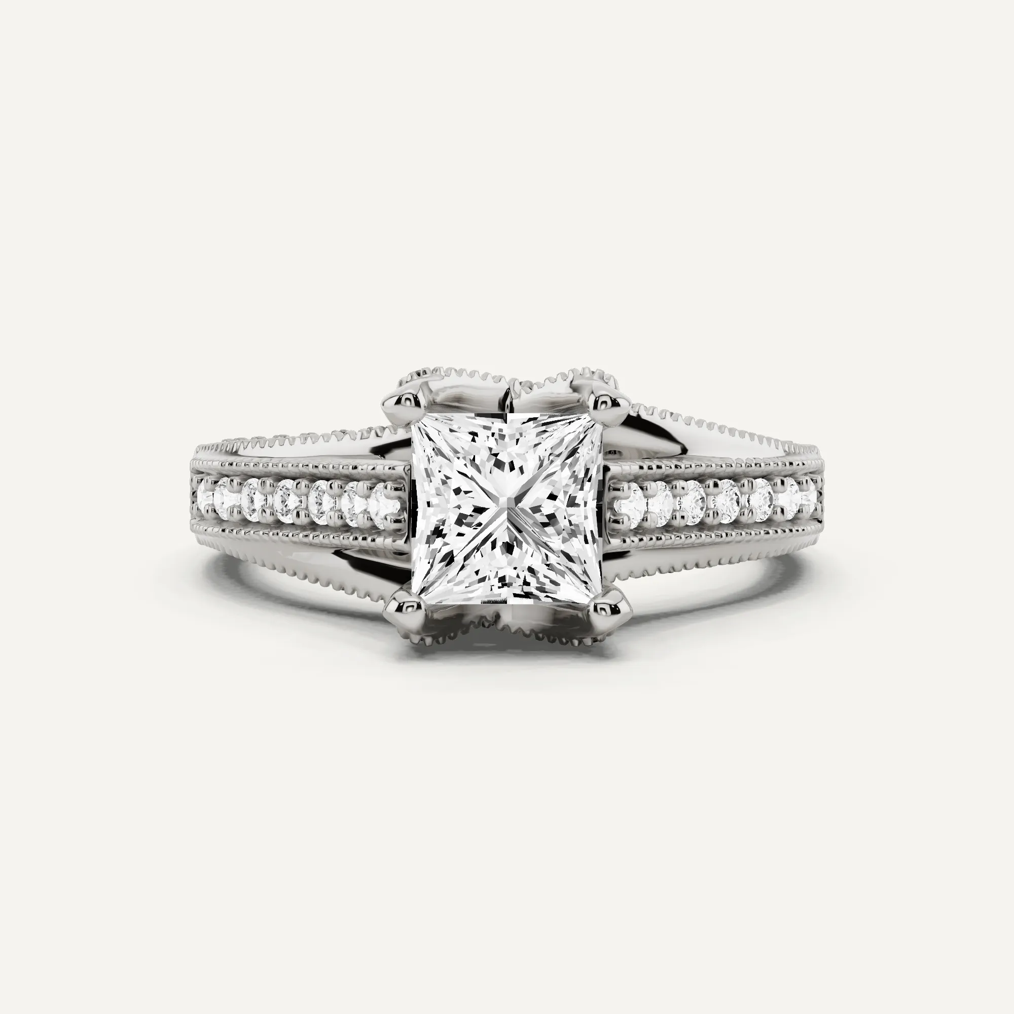 1 1/3 ctw Princess Diamond Luxe Side Stone Engagement Ring