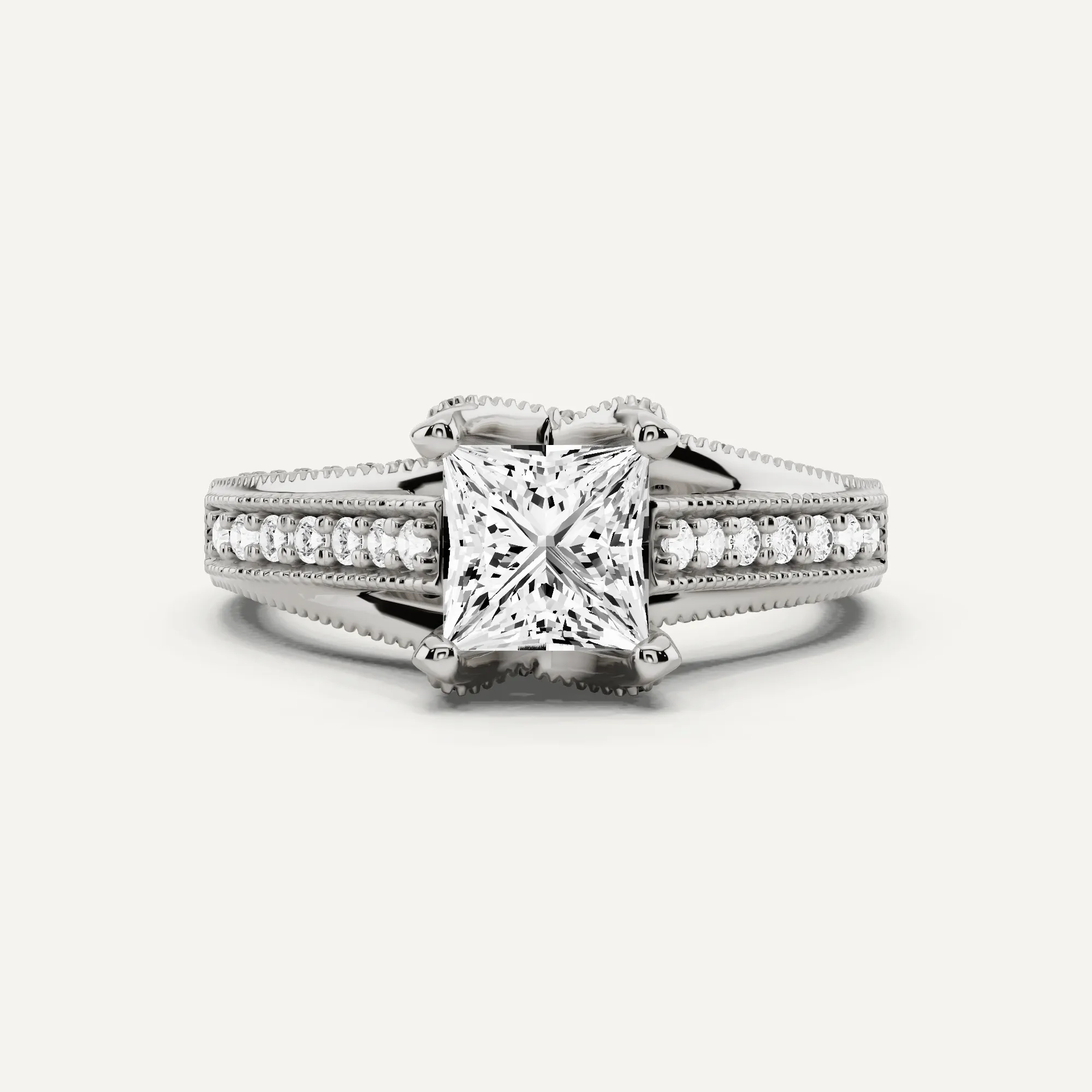 1 1/3 ctw Princess Diamond Luxe Side Stone Engagement Ring