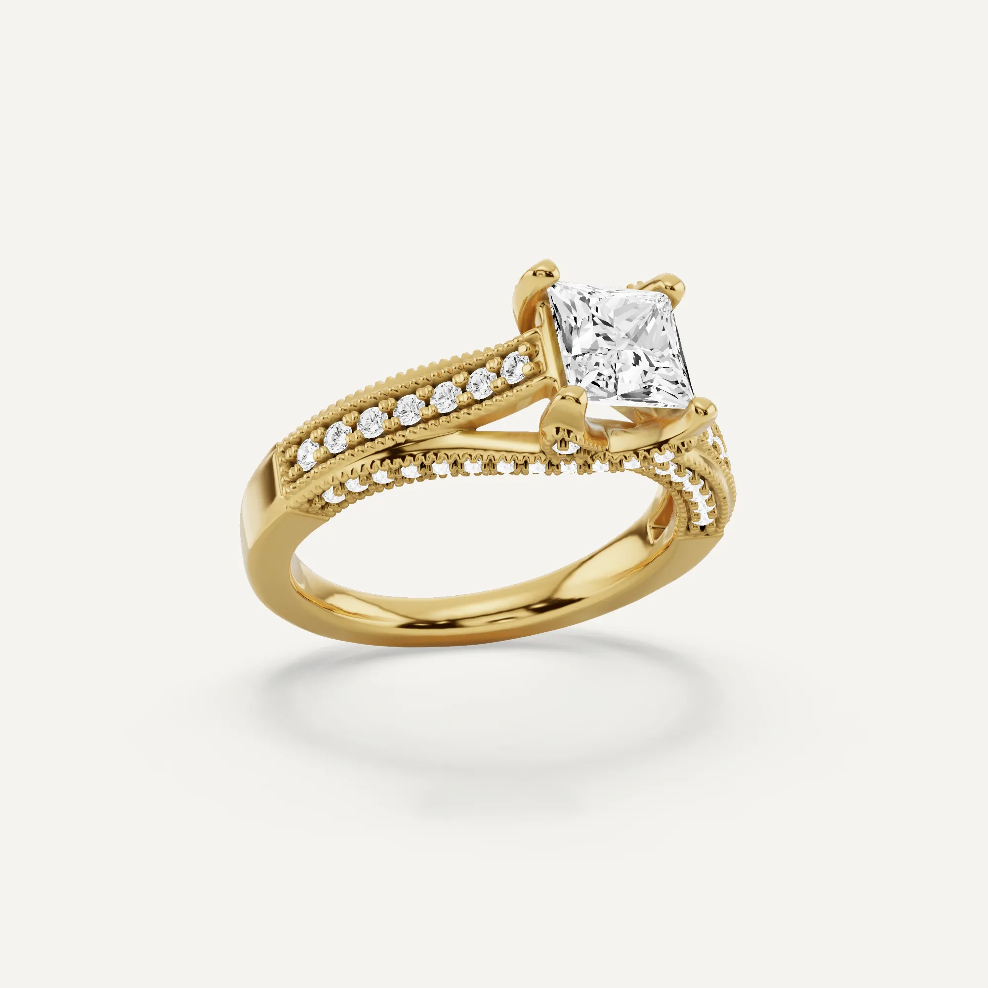 1 1/3 ctw Princess Diamond Luxe Side Stone Engagement Ring
