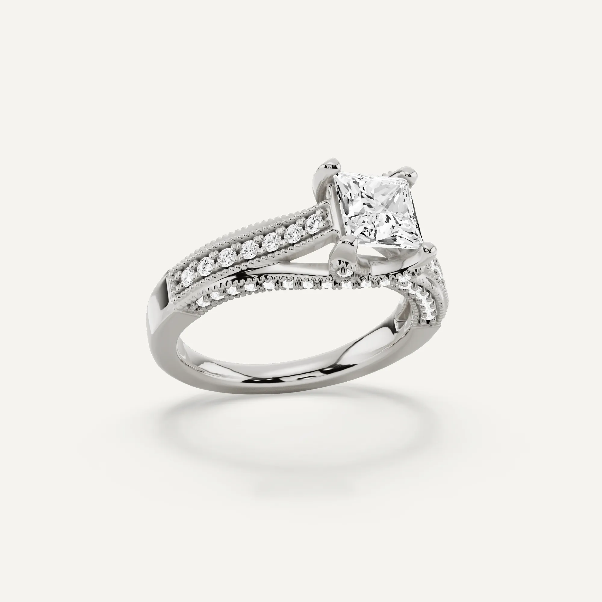 1 1/3 ctw Princess Diamond Luxe Side Stone Engagement Ring
