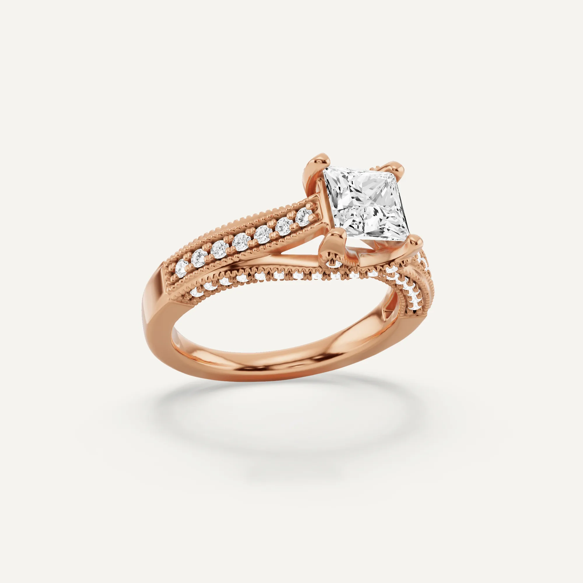 1 1/3 ctw Princess Diamond Luxe Side Stone Engagement Ring