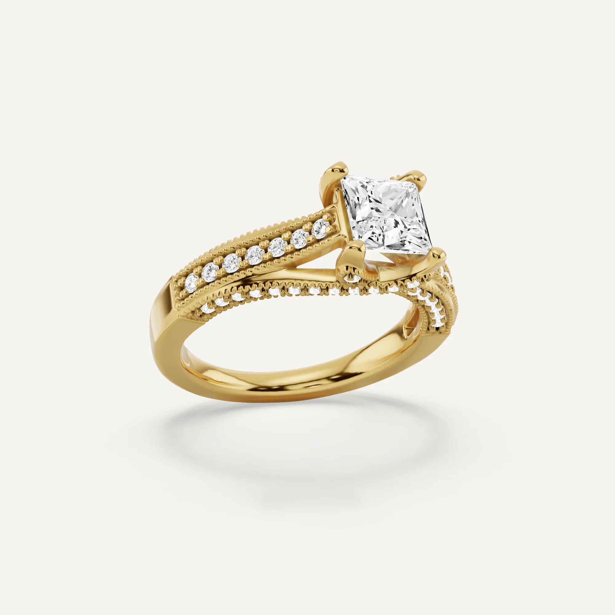 1 1/3 ctw Princess Diamond Luxe Side Stone Engagement Ring