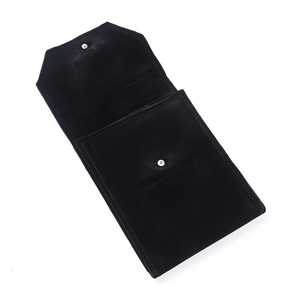 1 pc Foldable Velvet Jewelry Travel Roll Bag, Portable Storage Case, with Cardboard, For Necklace Display, Black, 60x41x1.3cm