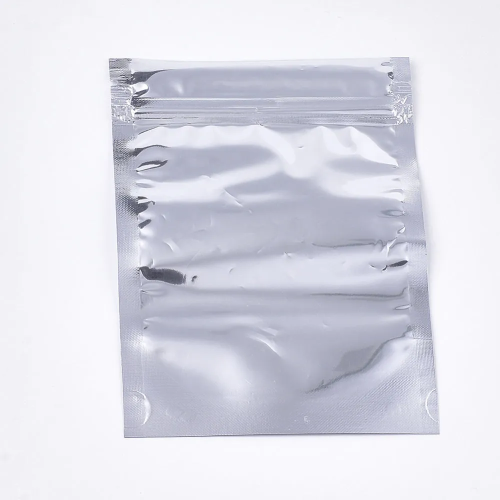 100 pc PET & PE Zip Lock Bags, Resealable Stand up Pouch, Reusable Aluminum Foil Food Storage Bag, Rectangle, Silver, 16.7x11.9cm, Inner Measure: 12.4x10.4cm