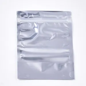 100 pc PET & PE Zip Lock Bags, Resealable Stand up Pouch, Reusable Aluminum Foil Food Storage Bag, Rectangle, Silver, 16.7x11.9cm, Inner Measure: 12.4x10.4cm