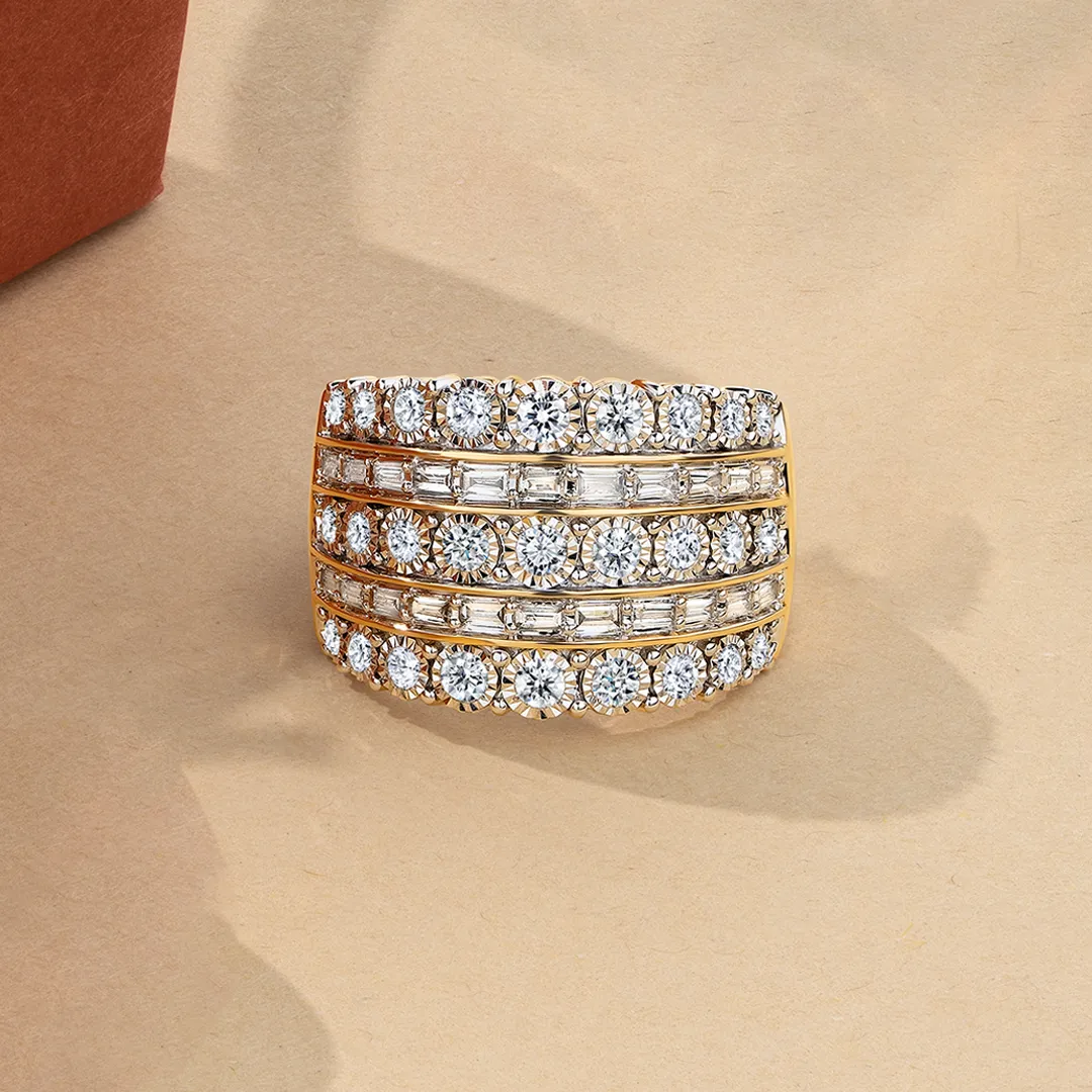1.00ct TW Diamond Cluster Dress Ring in 9ct Yellow Gold