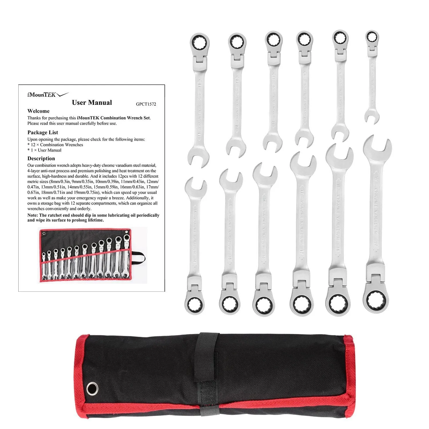 12-Piece Set: 8-19mm Metric Combination Wrench