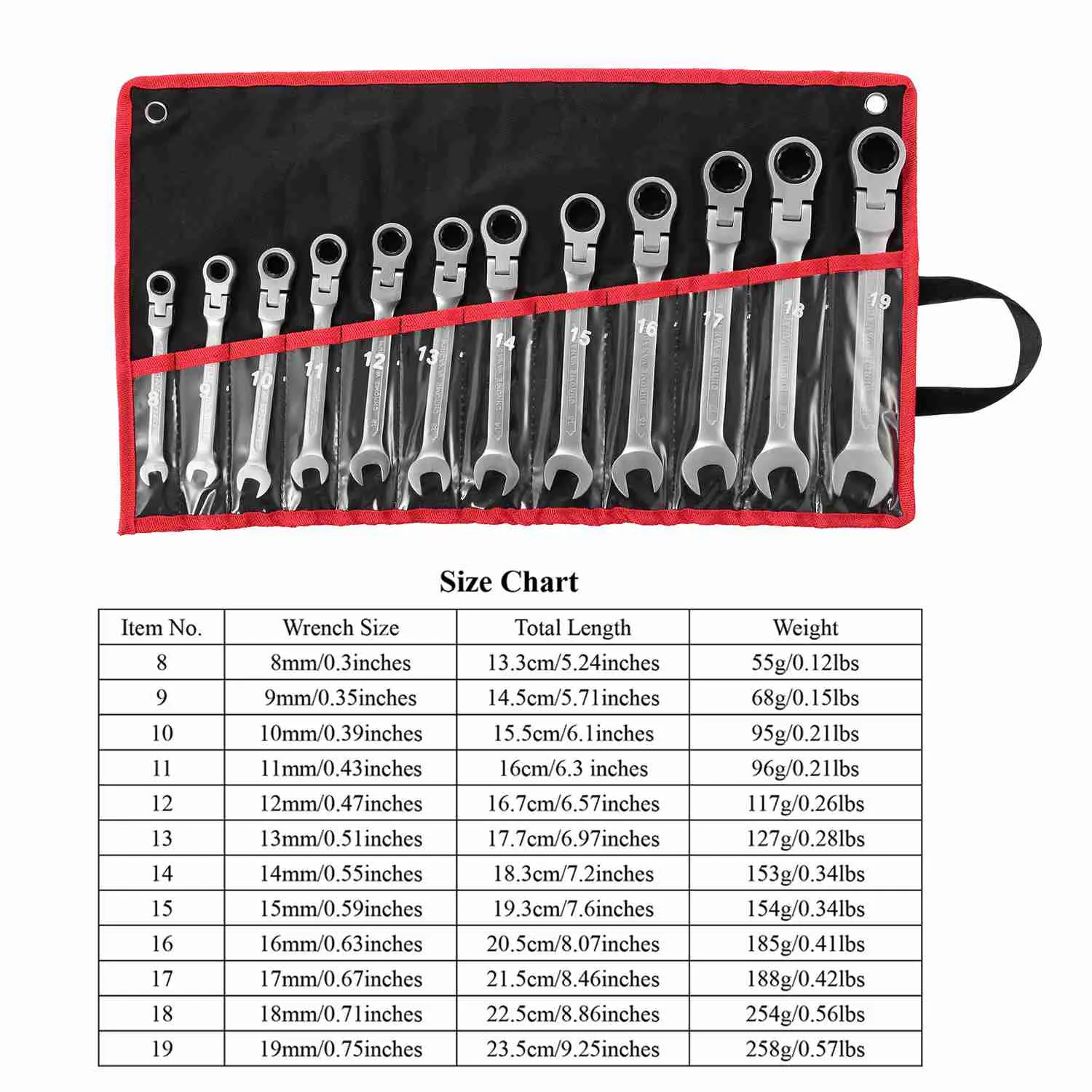 12-Piece Set: 8-19mm Metric Combination Wrench