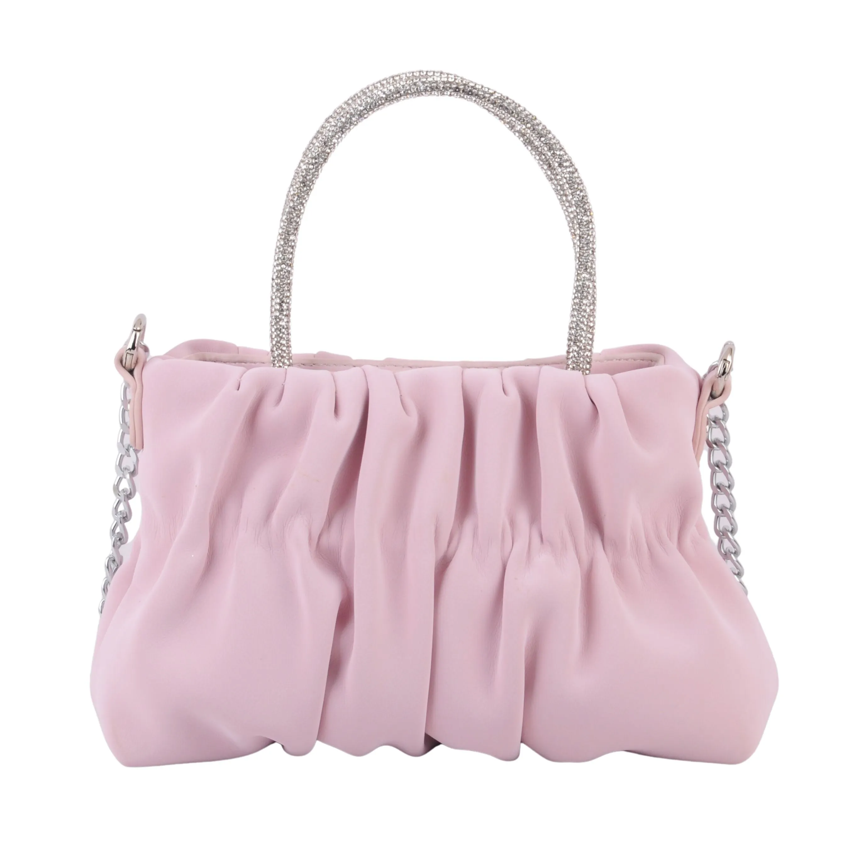 1469 - Velvet Handbag with Rhinestone Handle