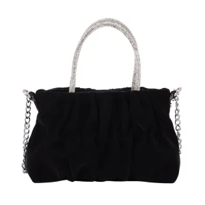 1469 - Velvet Handbag with Rhinestone Handle