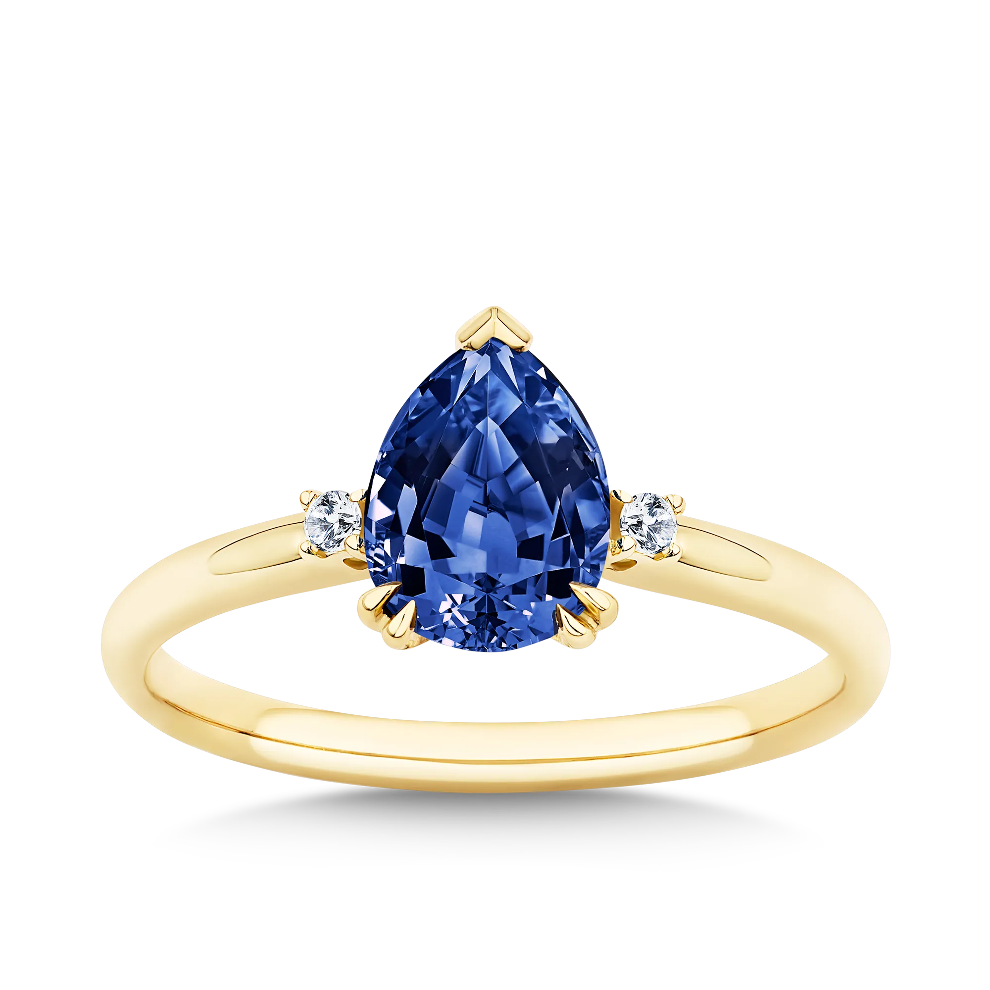 1.48ct TW Created Sapphire & Diamond Pear Ring in 9ct Yellow Gold