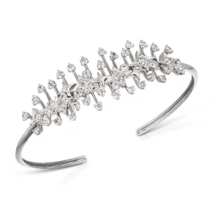 18k Luminus White Gold Bracelet/bangle With 2.30 Cts Vs-Gh Diamonds