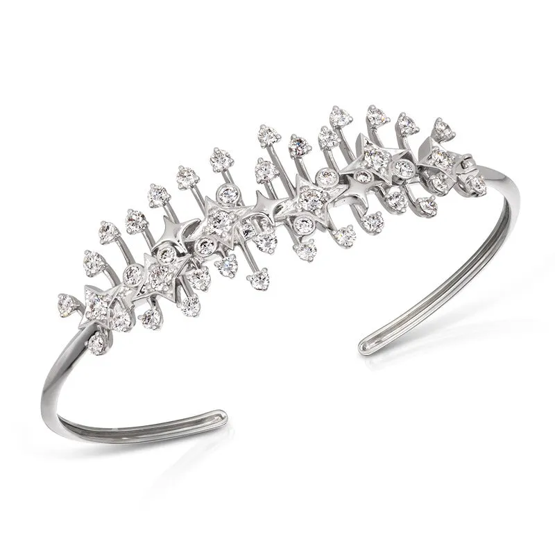 18k Luminus White Gold Bracelet/bangle With 2.30 Cts Vs-Gh Diamonds