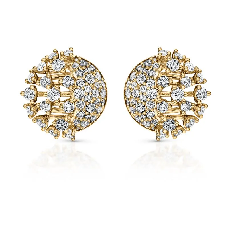 18k Luminus Yellow Gold Earring With 2.98 Cts Vs-Gh Diamonds