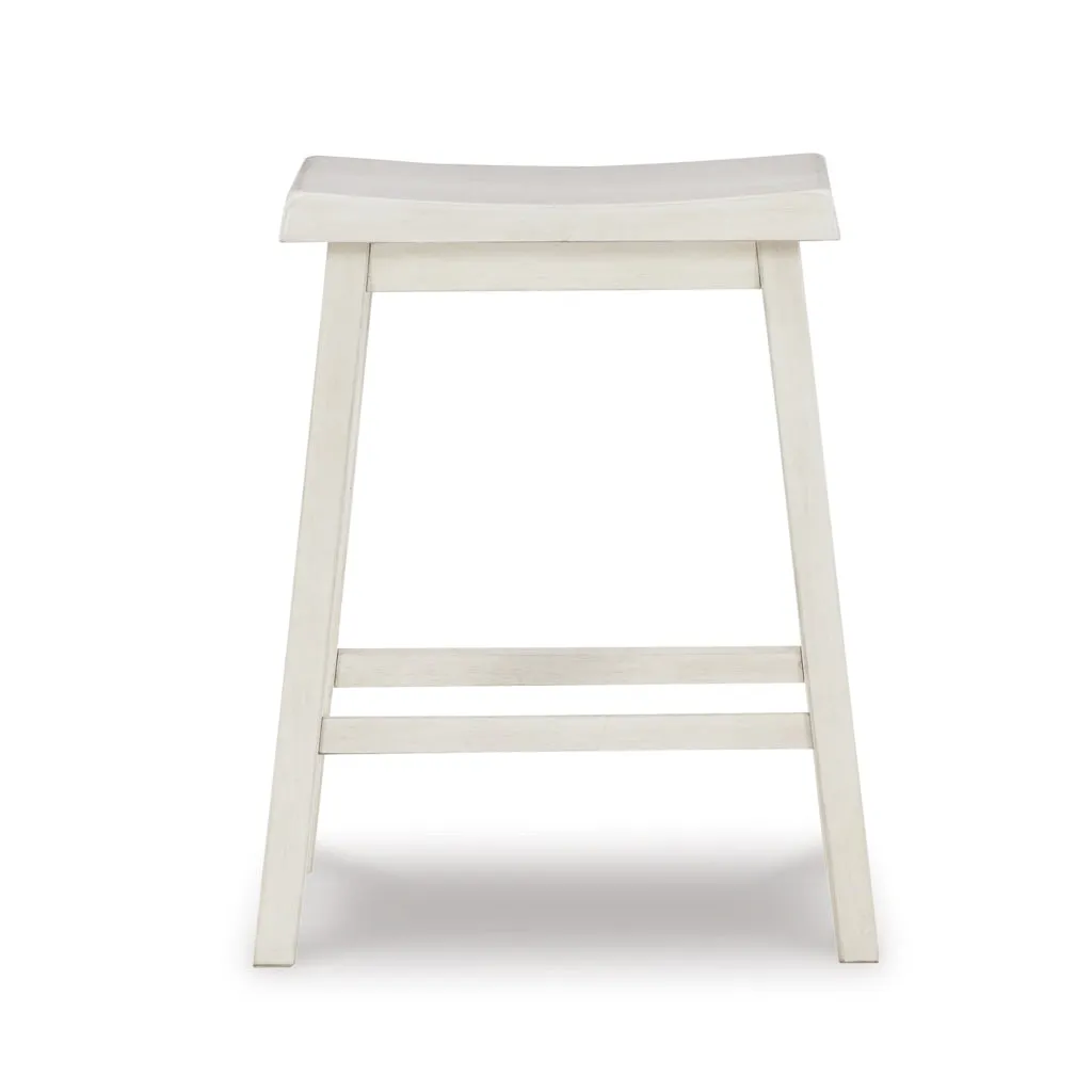 24 Inch Counter Height Stool, Set of 2, Saddle Seats, White Finished Wood By Casagear Home
