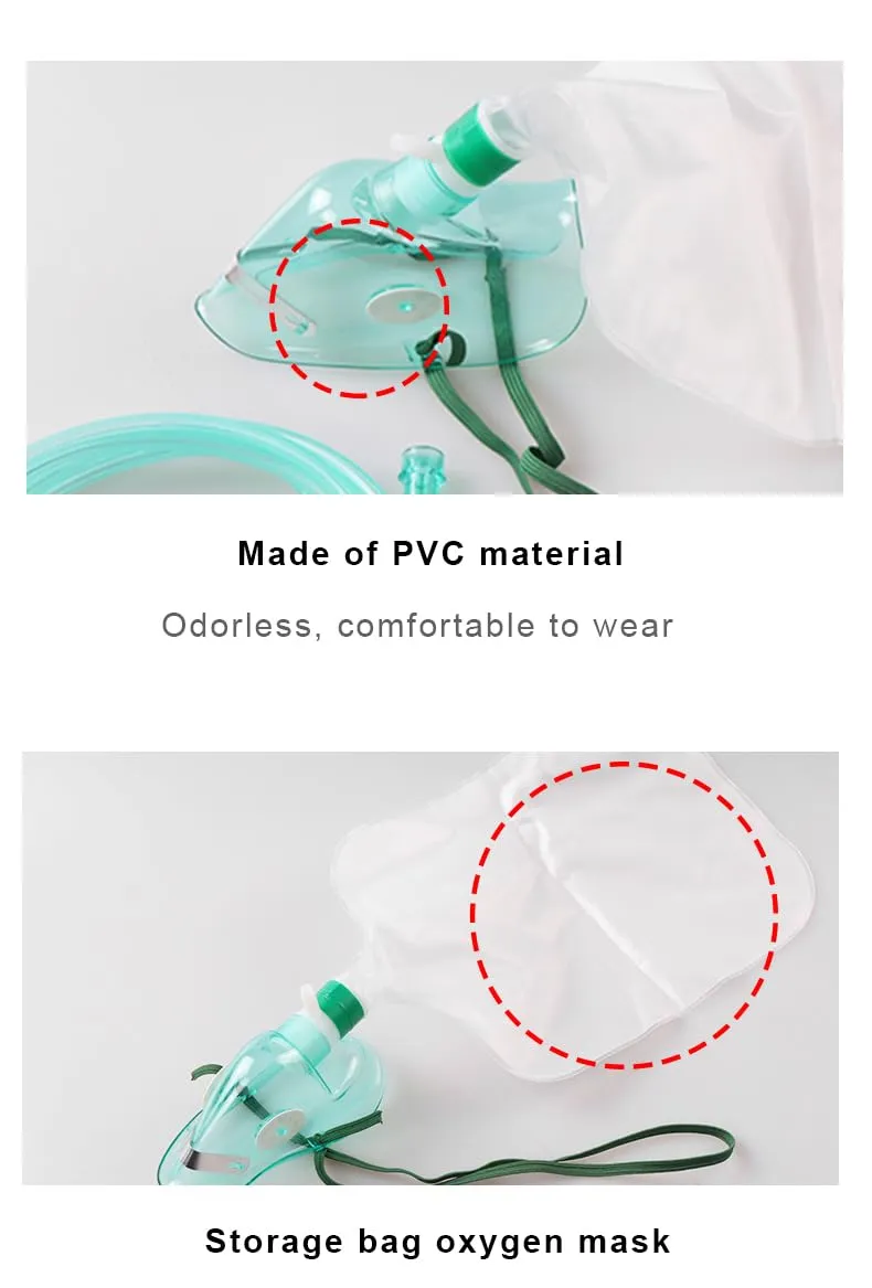 2PCS Adult Non-Rebreather Oxygen Mask with Reservoir Bag - Size L L-2pack