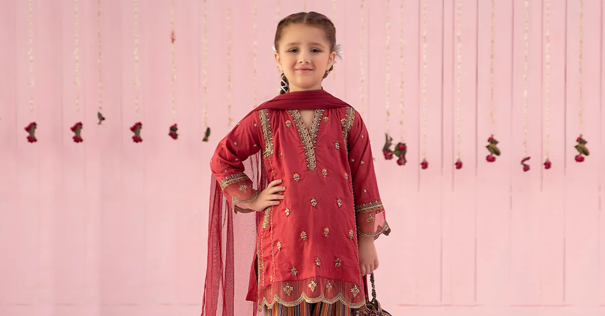 3 Piece Embroidered Dobby Suit | MKD-EF24-05