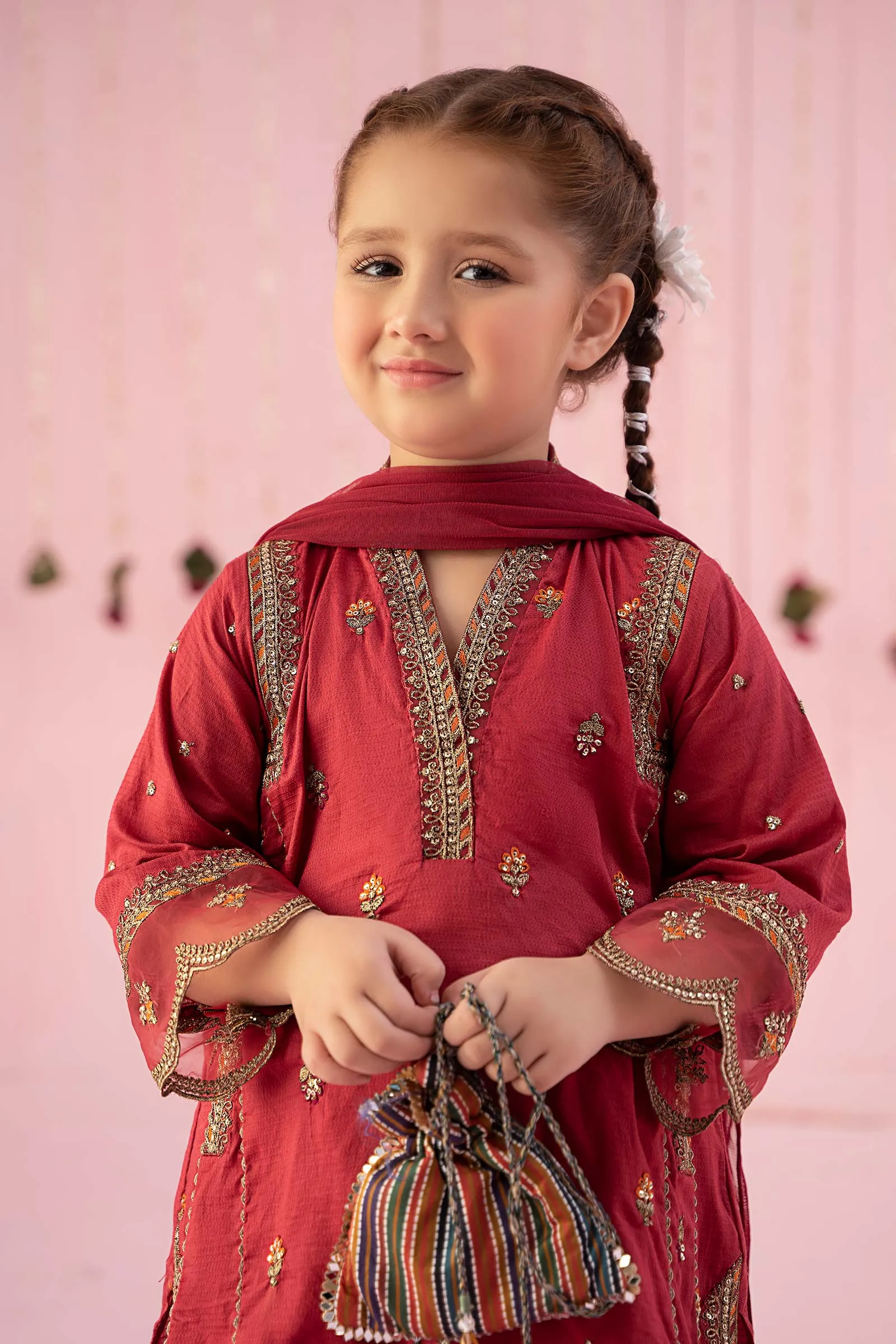 3 Piece Embroidered Dobby Suit | MKD-EF24-05