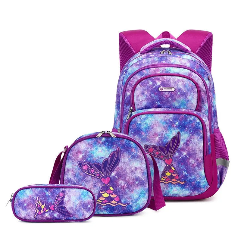 3pcs Set of Teenager Cartoon Dinosaur Anime School Bags
