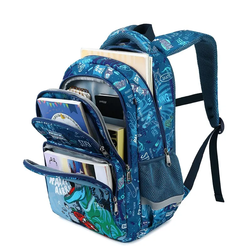 3pcs Set of Teenager Cartoon Dinosaur Anime School Bags