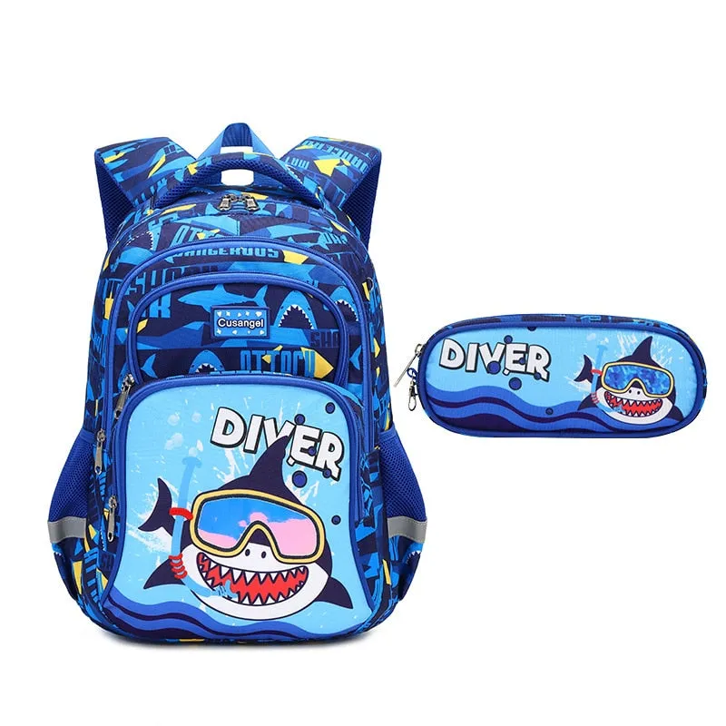 3pcs Set of Teenager Cartoon Dinosaur Anime School Bags