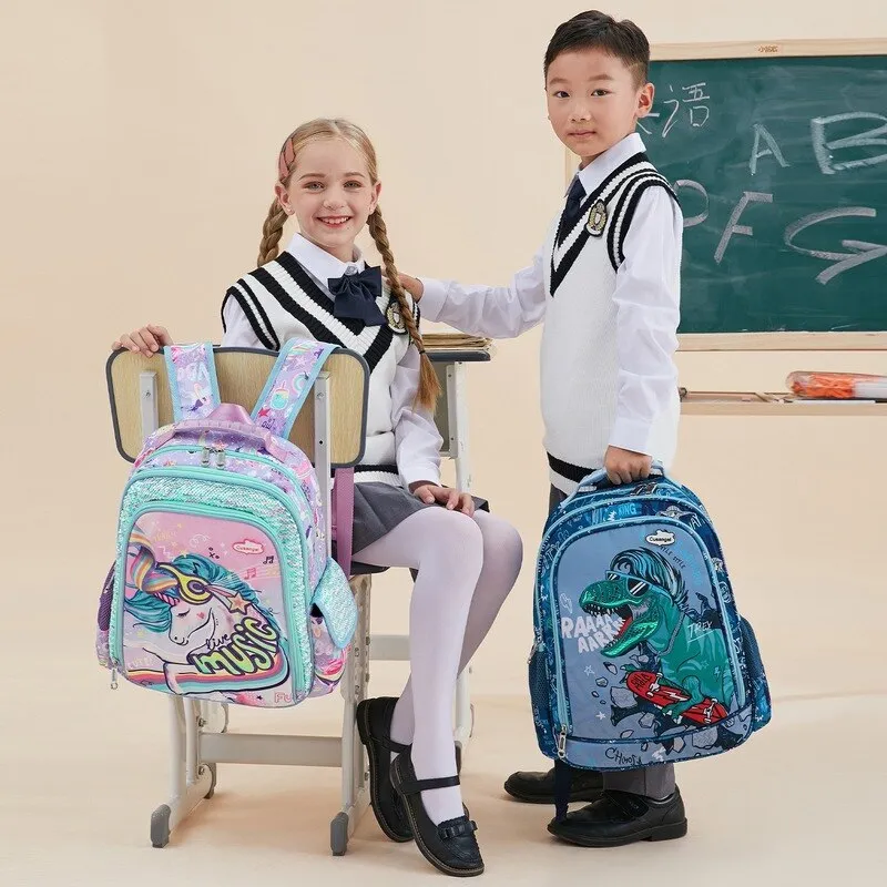 3pcs Set of Teenager Cartoon Dinosaur Anime School Bags