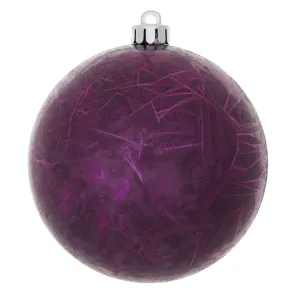 3" Plum Crackle Ball Ornament UV Drilled 12/Bag