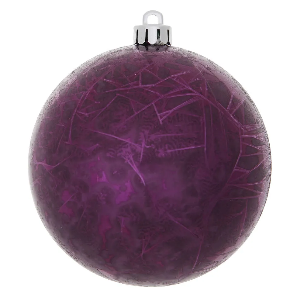 3" Plum Crackle Ball Ornament UV Drilled 12/Bag