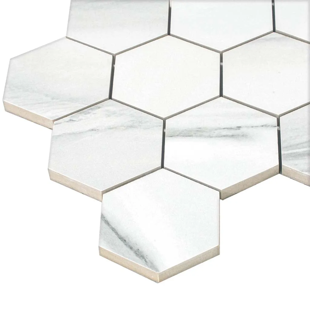 9 pack Splendor 8.86 in. x 12.8 in. Polished White Porcelain Hexagon Wall and Floor Tile (7.09 sq ft/case) - Sample