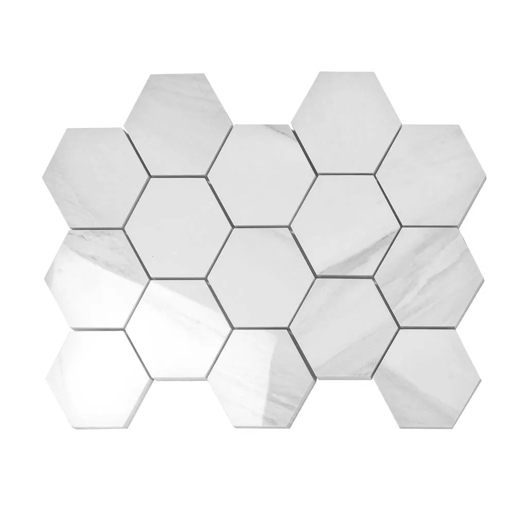 9 pack Splendor 8.86 in. x 12.8 in. Polished White Porcelain Hexagon Wall and Floor Tile (7.09 sq ft/case) - Sample