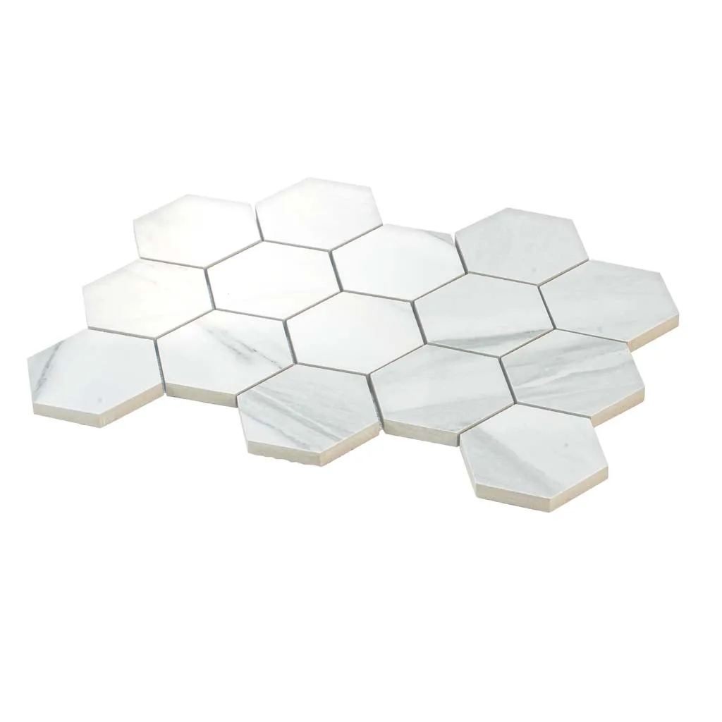 9 pack Splendor 8.86 in. x 12.8 in. Polished White Porcelain Hexagon Wall and Floor Tile (7.09 sq ft/case) - Sample