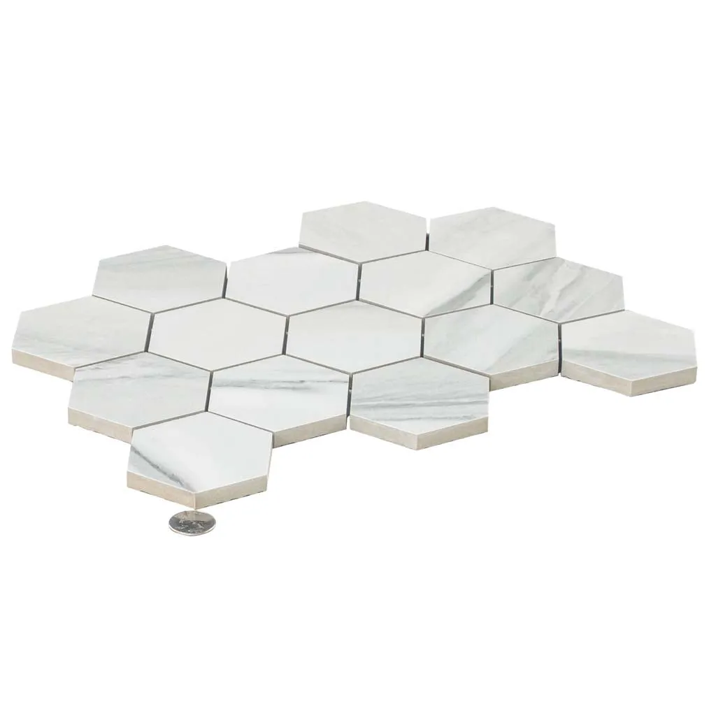 9 pack Splendor 8.86 in. x 12.8 in. Polished White Porcelain Hexagon Wall and Floor Tile (7.09 sq ft/case) - Sample
