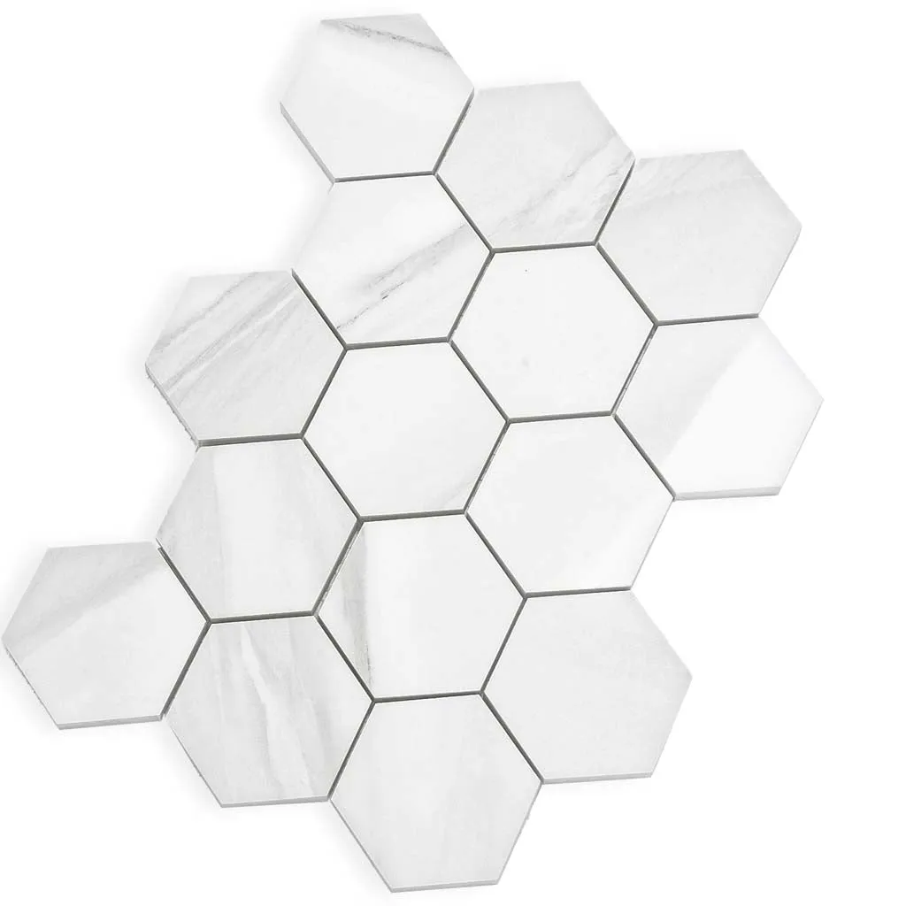 9 pack Splendor 8.86 in. x 12.8 in. Polished White Porcelain Hexagon Wall and Floor Tile (7.09 sq ft/case) - Sample