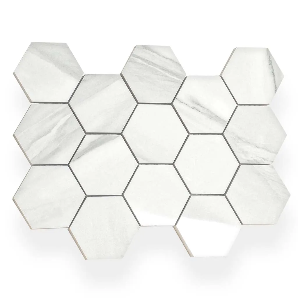 9 pack Splendor 8.86 in. x 12.8 in. Polished White Porcelain Hexagon Wall and Floor Tile (7.09 sq ft/case) - Sample