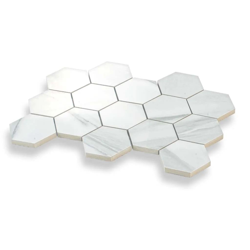9 pack Splendor 8.86 in. x 12.8 in. Polished White Porcelain Hexagon Wall and Floor Tile (7.09 sq ft/case) - Sample