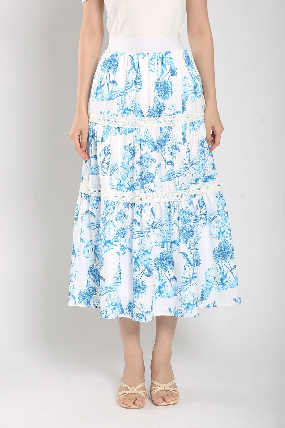 Albertha Tier Skirts in Blue Prints