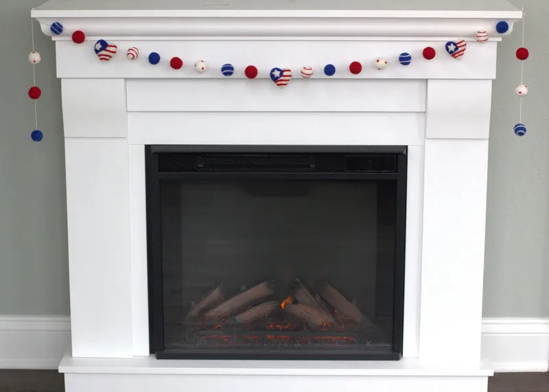 American Flag Hearts Garland- Swirls & Dots