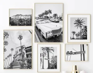 Beverly Hills Hotel Black and White Retro Photography | 80s Vintage Artwork Prints | Home, Bar, and Café Aesthetic Wall Décor