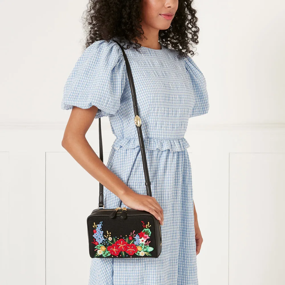 BLACK FLORAL BLOOMS LEXI CROSSBODY BAG