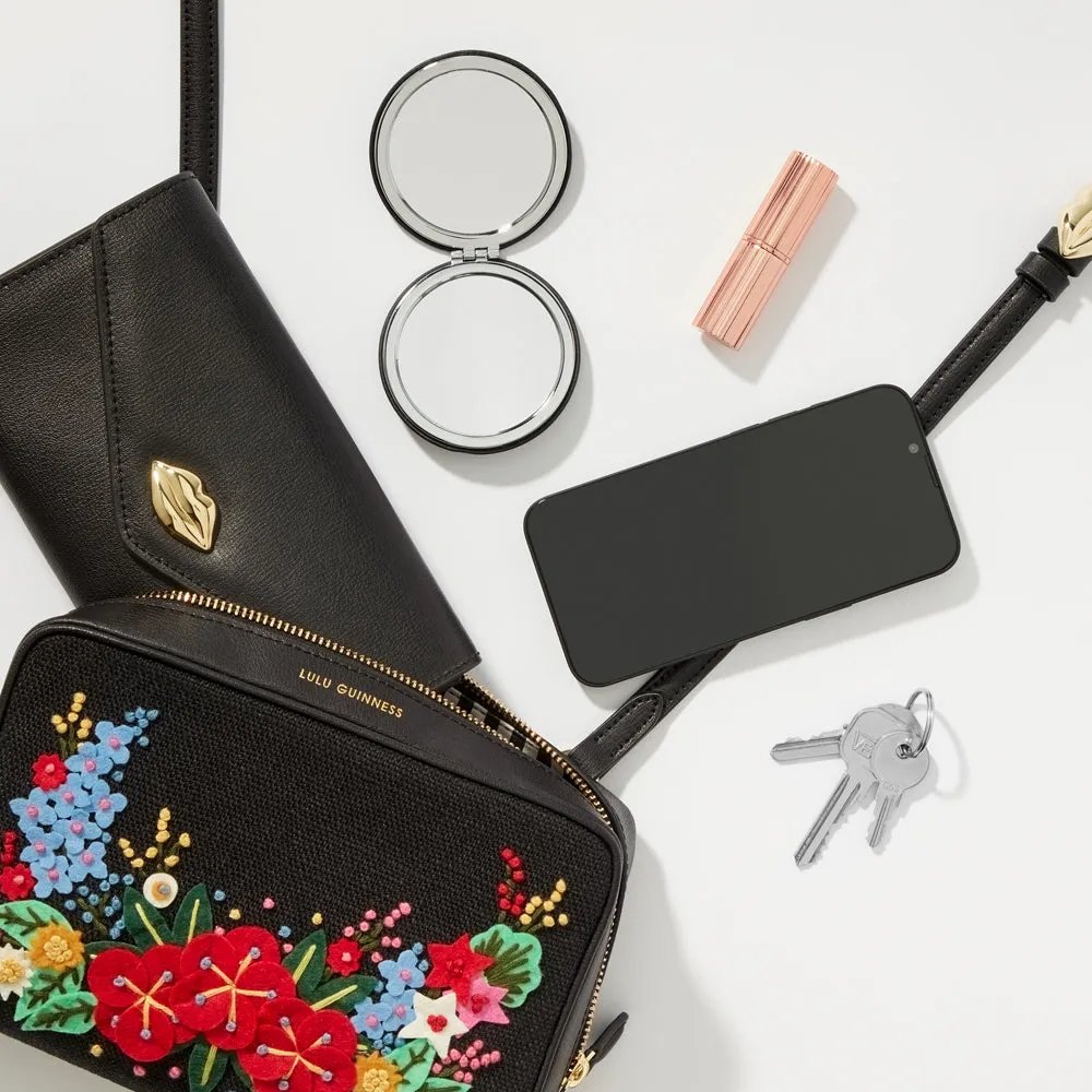 BLACK FLORAL BLOOMS LEXI CROSSBODY BAG