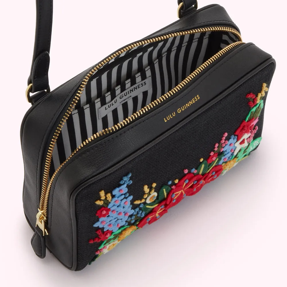 BLACK FLORAL BLOOMS LEXI CROSSBODY BAG