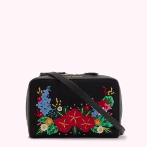 BLACK FLORAL BLOOMS LEXI CROSSBODY BAG