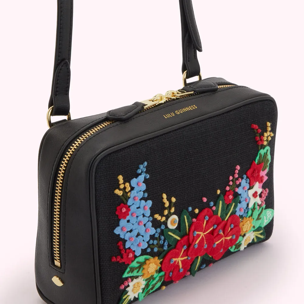 BLACK FLORAL BLOOMS LEXI CROSSBODY BAG
