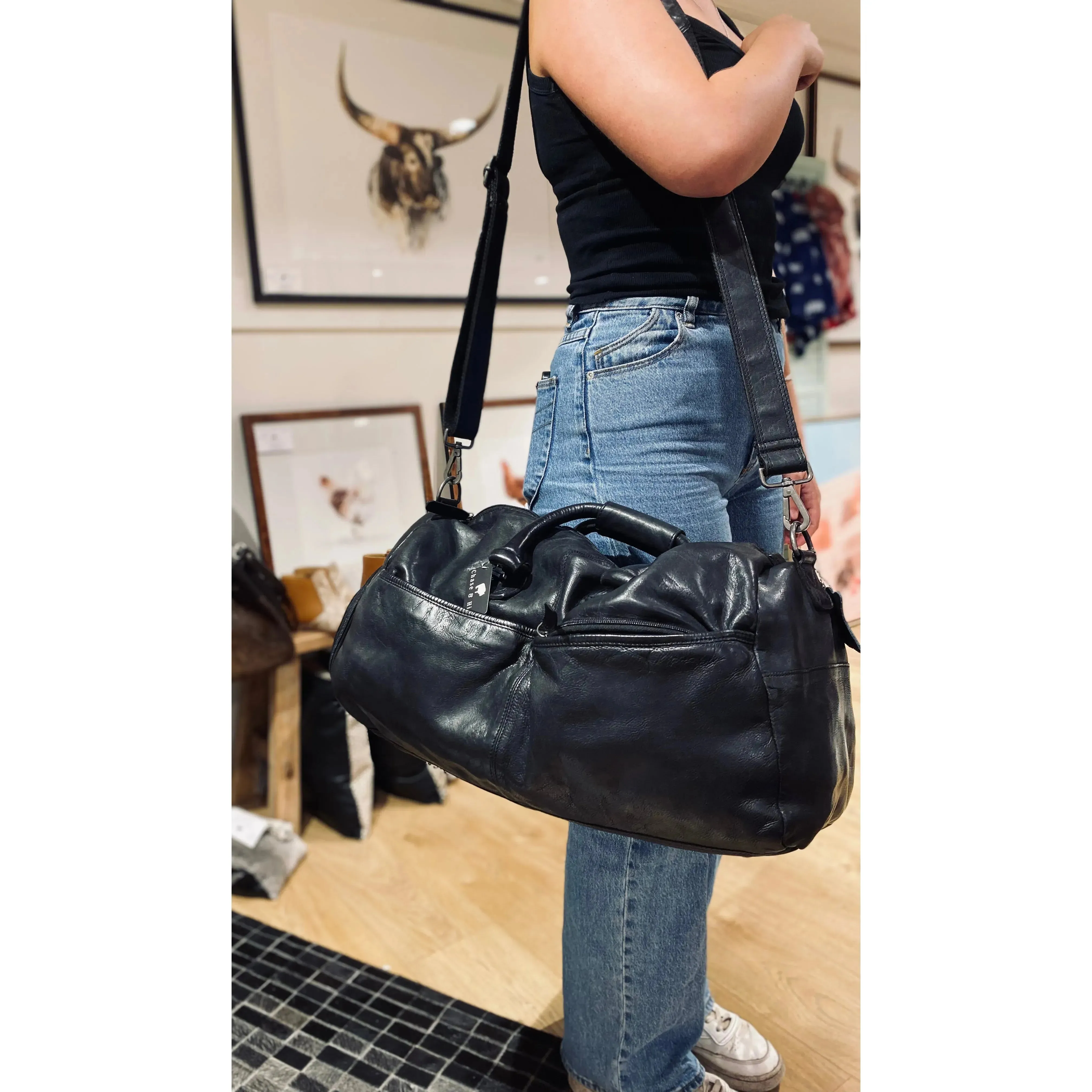 Black Leather overnight Bag #bob my