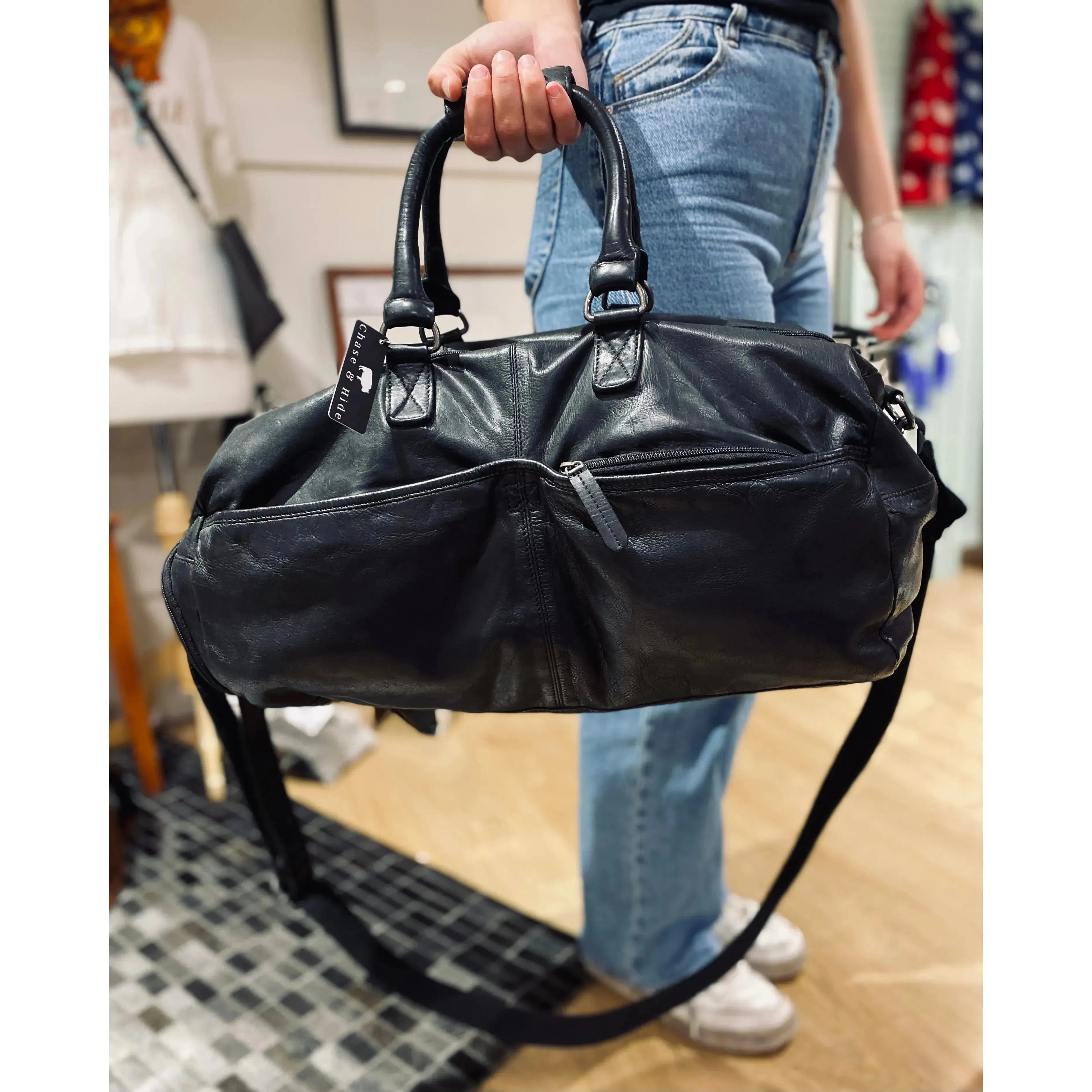 Black Leather overnight Bag #bob my