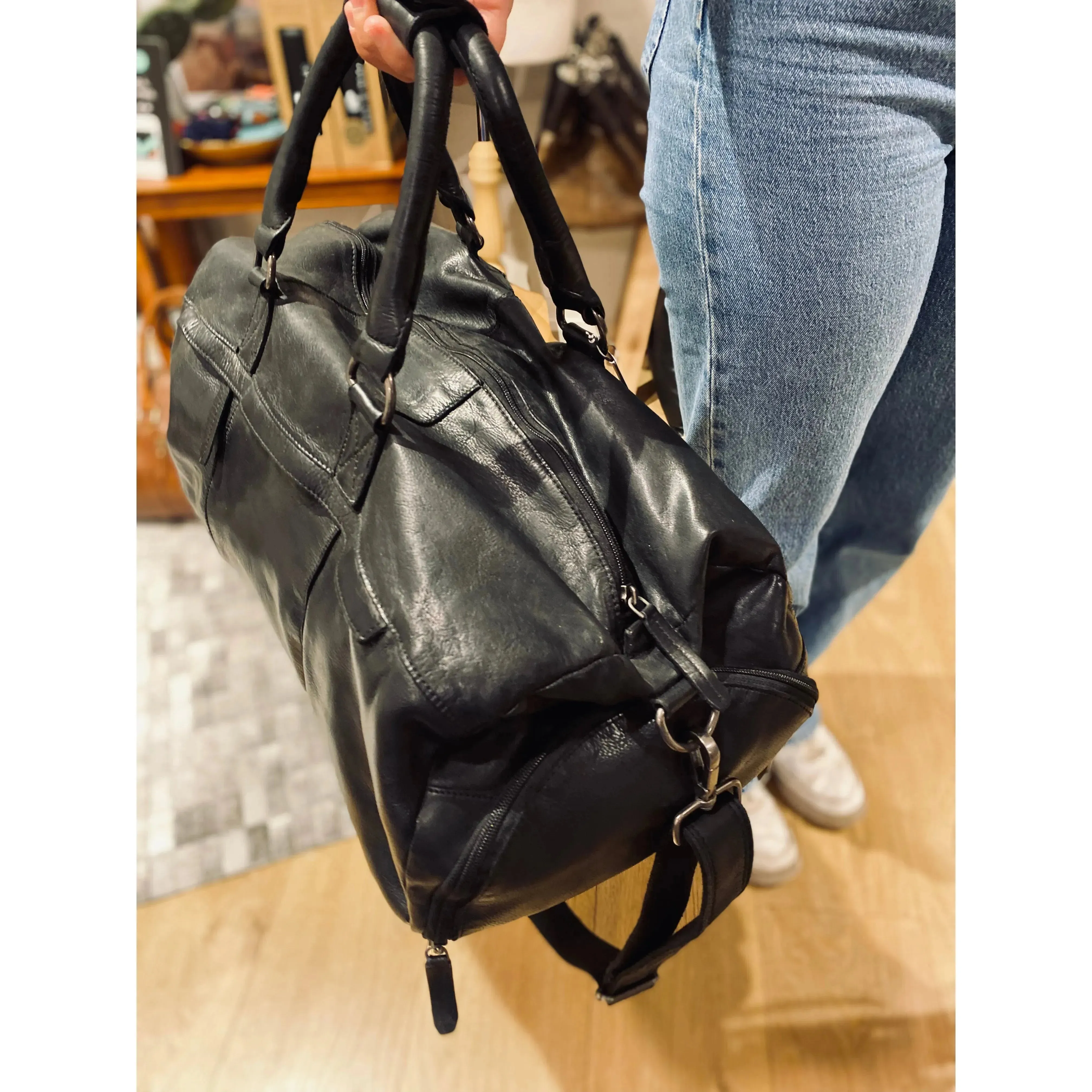 Black Leather overnight Bag #bob my