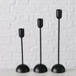 Black Round Based Matt Metal Nordic Dinner Candlestick
