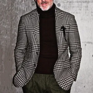 Bohemian Chic Wedding Guest Men Attire Casual Business Slim Fit Plaid Blazer